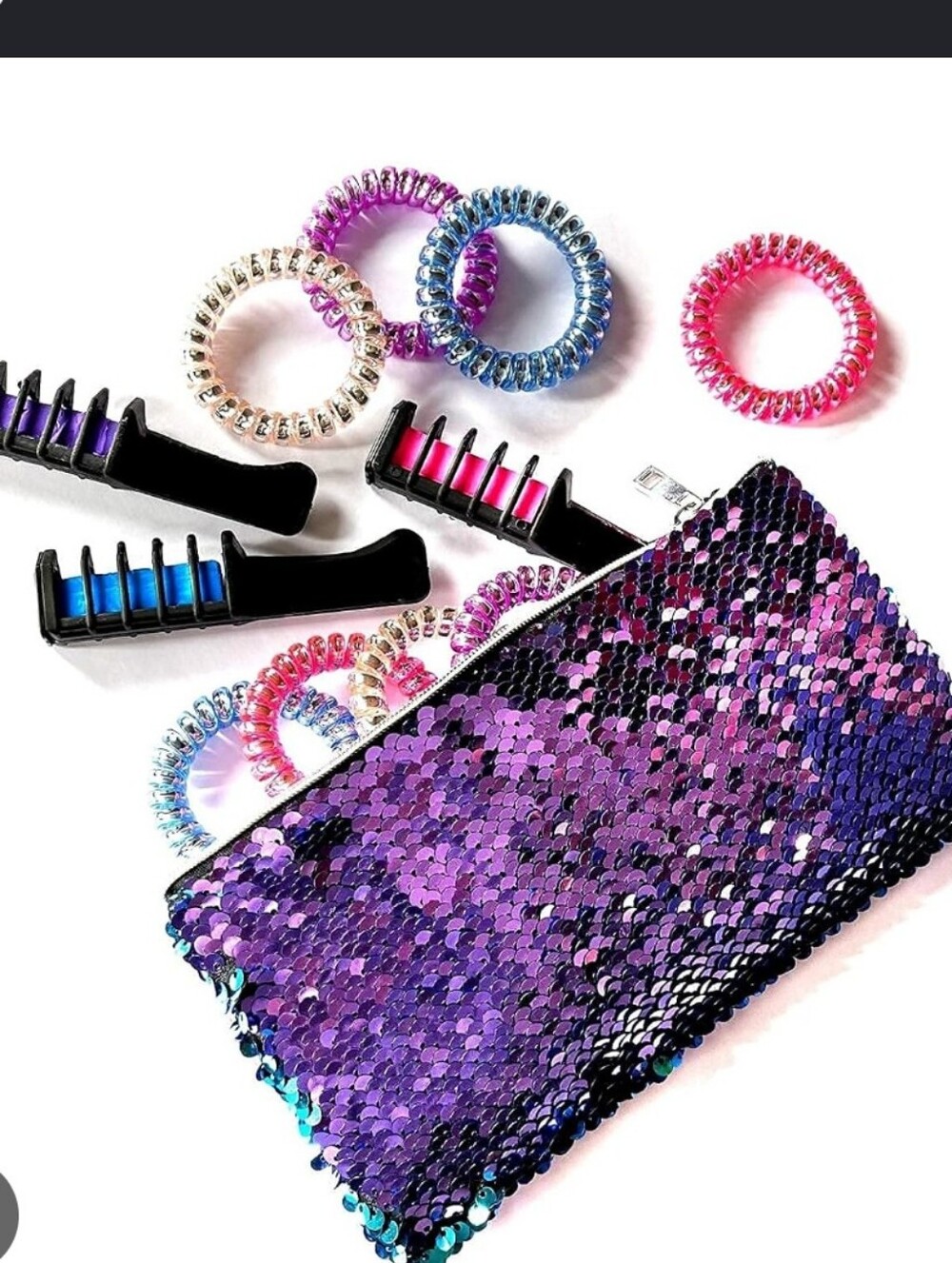 Unicorn Gift Box Hair Accessory Set - Purple Sequin Pouch - Picture 2 of 2